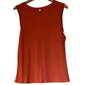 FP Movement Women's Orange Solid Stretch Ribbed Round Neck Tank Tops M Medium